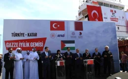 Türkiye-Katar Gazze İyilik Gemisi Mersin Limanı’ndan Uğurlandı
